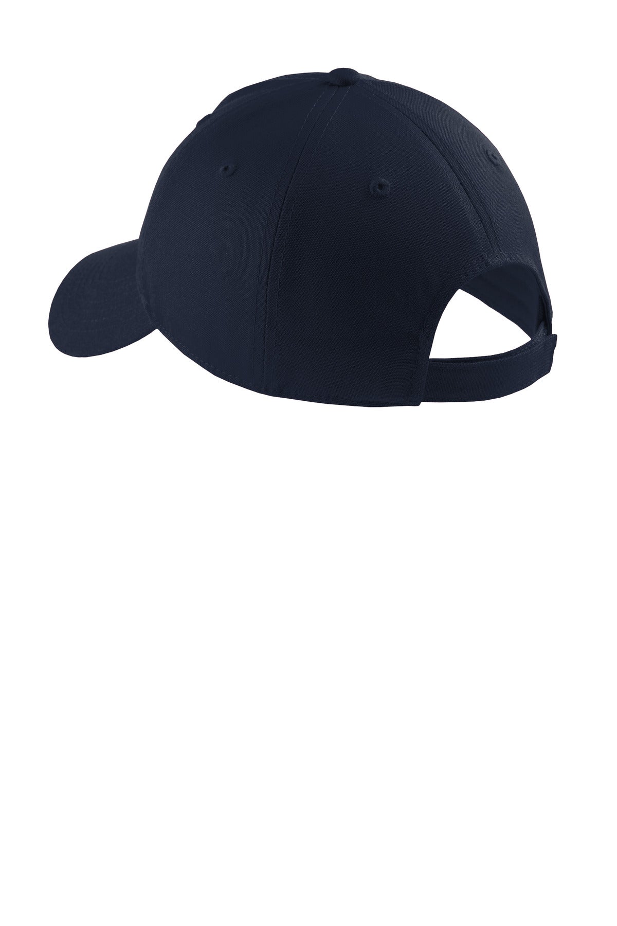 Rear View of Navy Port Authority Soft Brushed Canvas Cap. CP96 plain