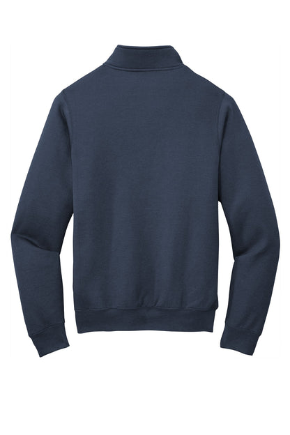 Rear View of Navy Port & Co Core Fleece 1/4-Zip Pullover Sweatshirt PC78Q