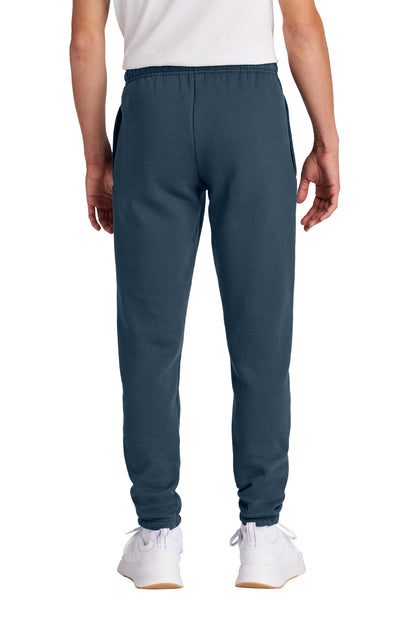 Rear View of Navy Port & Co Core Fleece Sweatpant PC78SP plain