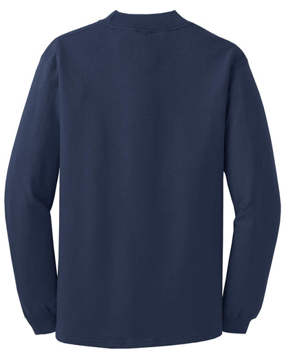 Rear View of Navy Port & Co Essential Mock Turtleneck. PC61M plain