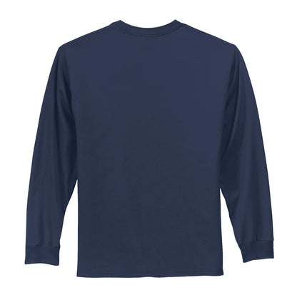 Rear View of Navy Port & Co Long Sleeve Essential Tee. PC61LS plain