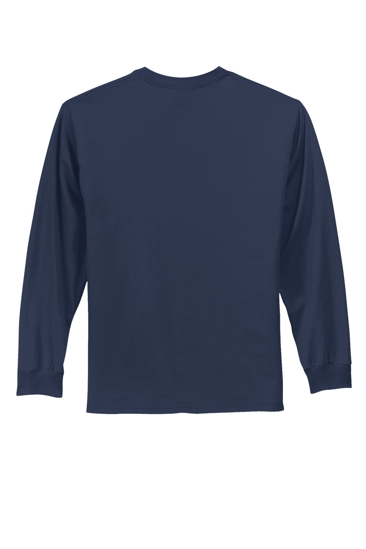Rear View of Navy Port & Co Long Sleeve Essential Tee. PC61LS plain