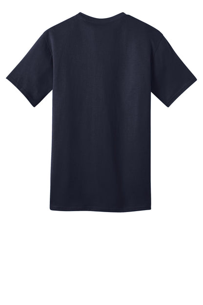 Rear View of Navy Port & Co Ring Spun Cotton Tee. PC150 plain