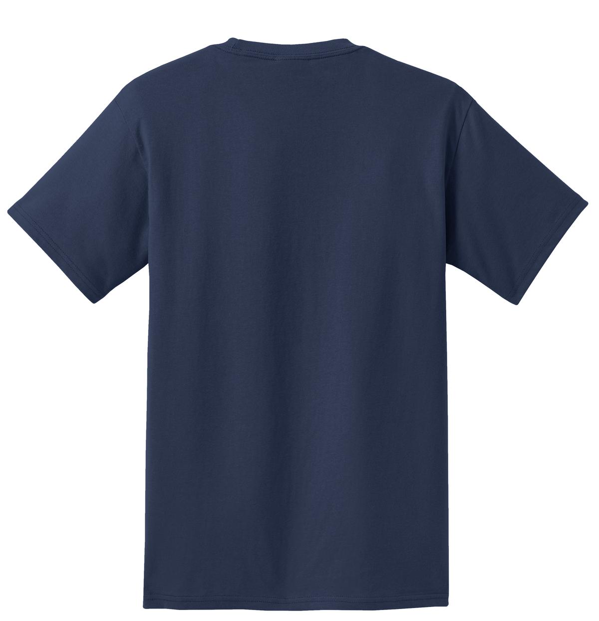 Rear View of Navy Port & Co Tall Essential Pocket Tee. PC61PT plain