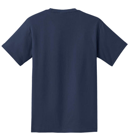 Rear View of Navy Port & Co Tall Essential Pocket Tee. PC61PT plain