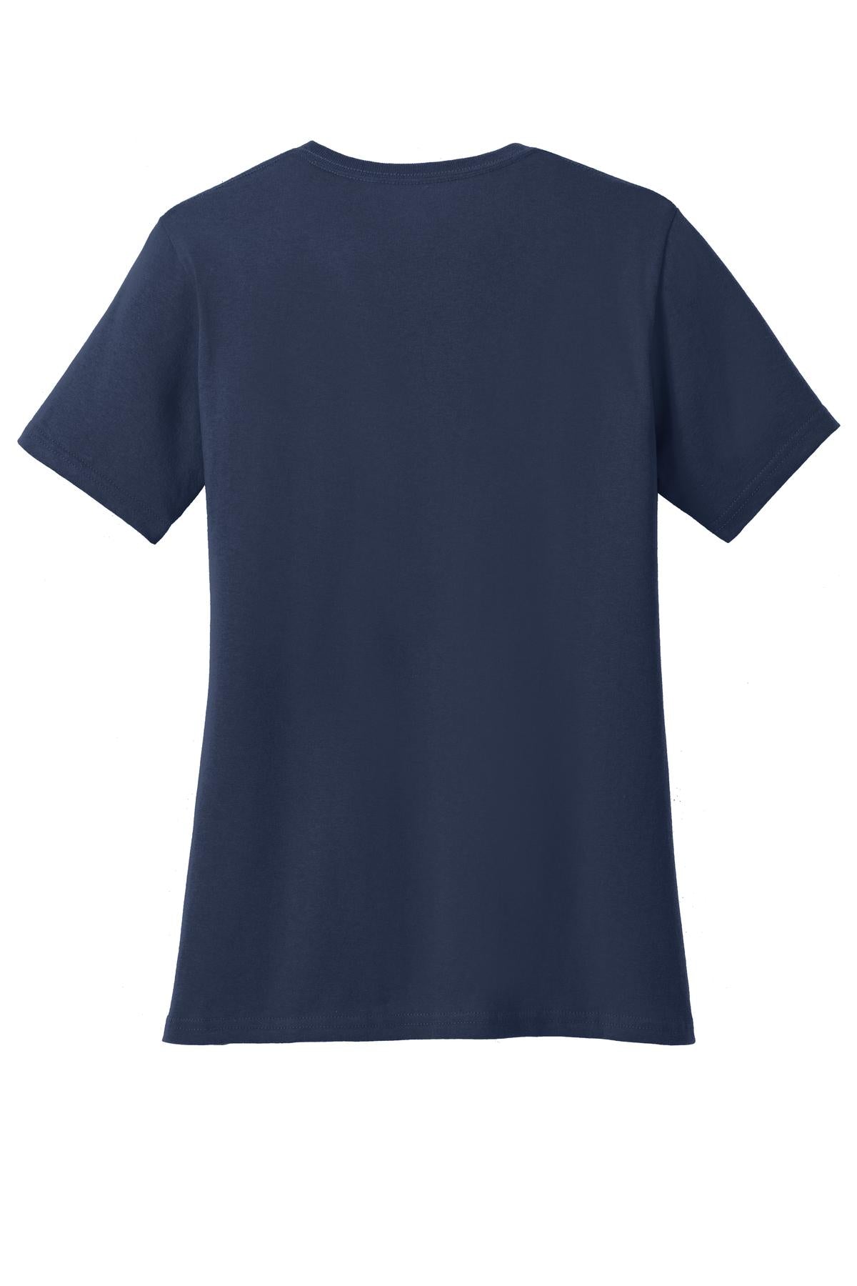 Rear View of Navy Port & Co Women's Core Blend Tee. LPC55 plain