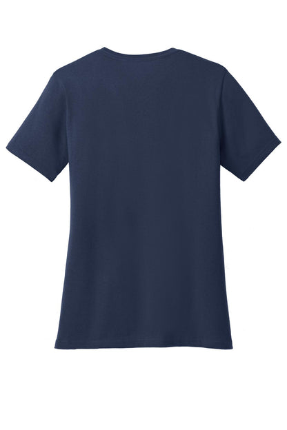 Rear View of Navy Port & Co Women's Core Cotton Tee. LPC54 plain