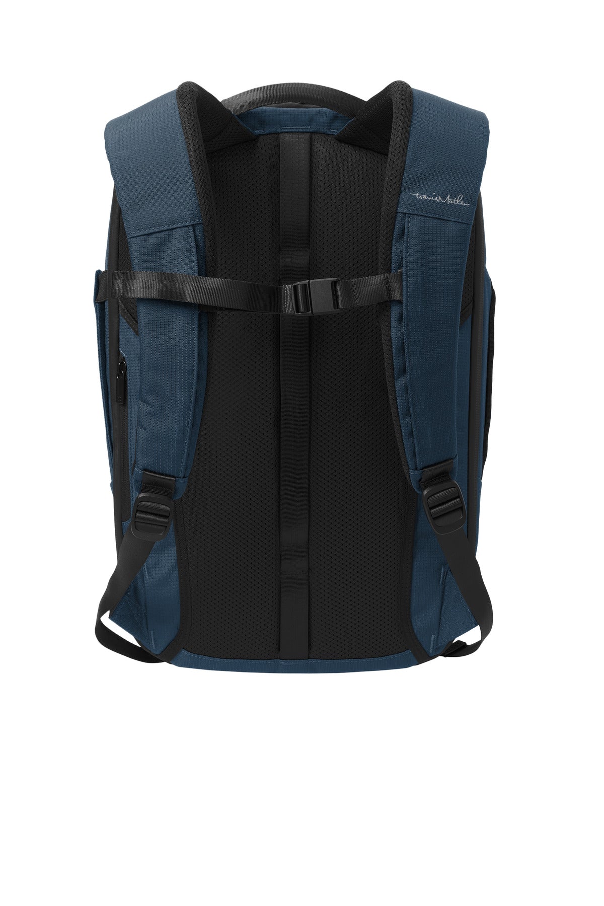 Rear View of Navy TravisMathew Lateral Backpack TMB107 plain