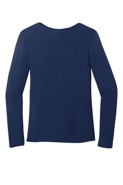 Rear View of Navy Wink Women's Long Sleeve Layer Tee WW4029 plain