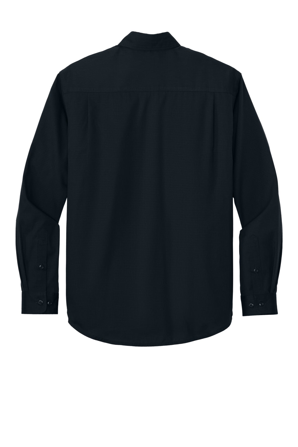 Rear View of NavyBlue CornerStone Long Sleeve Select Ripstop Shirt CSW174 plain