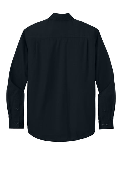 Rear View of NavyBlue CornerStone Long Sleeve Select Ripstop Shirt CSW174 plain