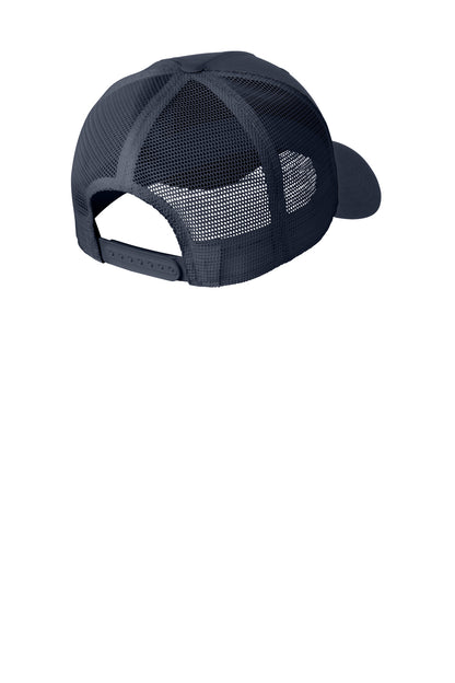 Rear View of Navy/Navy Nike Snapback Mesh Trucker Cap NKFN9893 plain