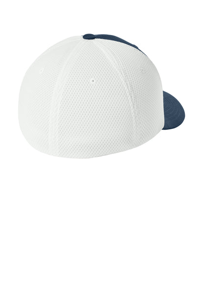 Rear View of Navy/White Flexfit Ultrafiber Airmesh Cap FF6533 plain