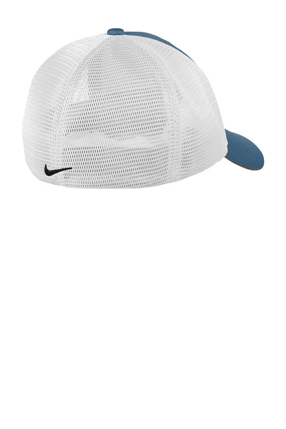 Rear View of Navy/White Nike Stretch-to-Fit Mesh Back Cap NKFB6448 plain