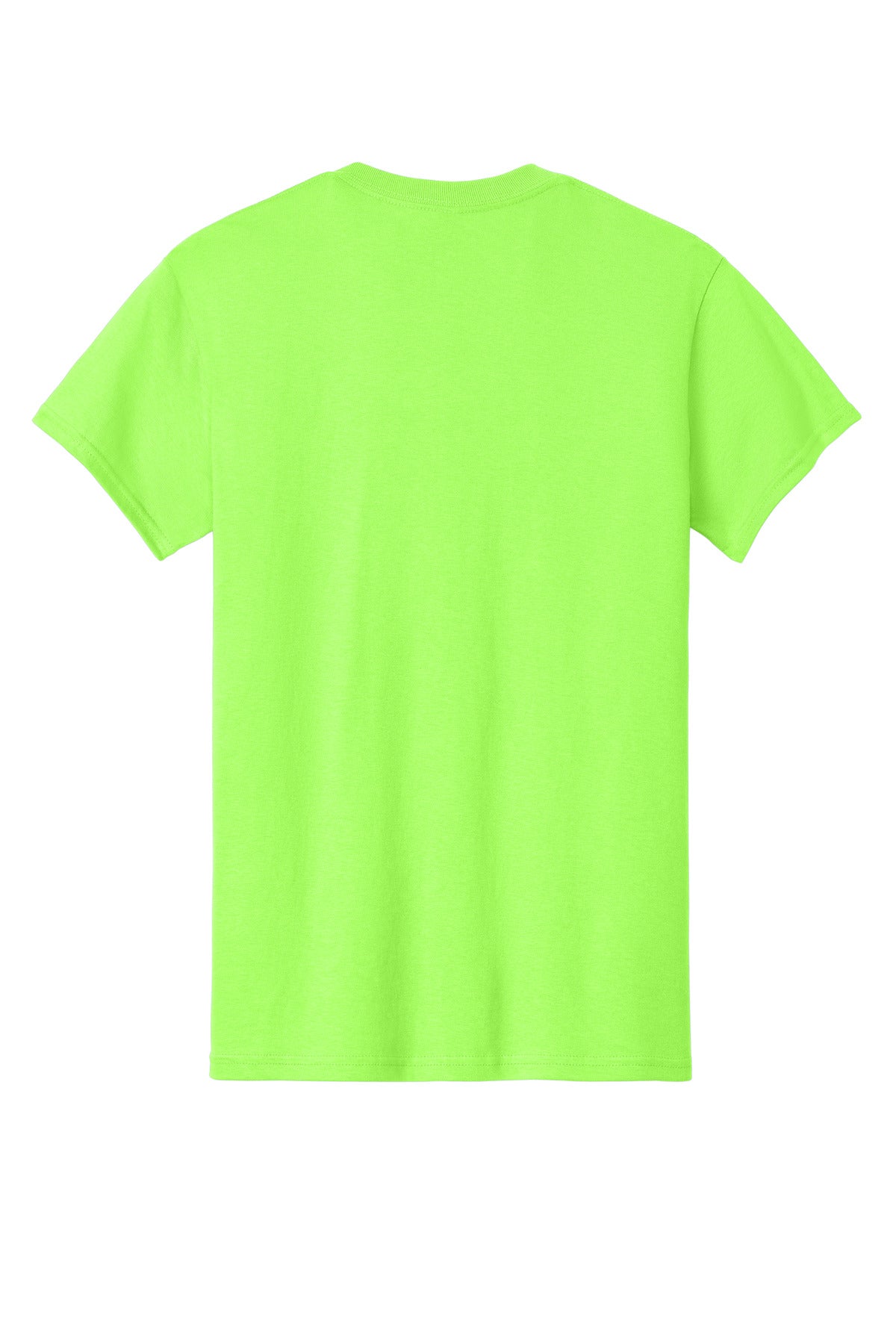 Rear View of Neon Green Gildan - Heavy Cotton 100% Cotton T-Shirt. 5000 plain