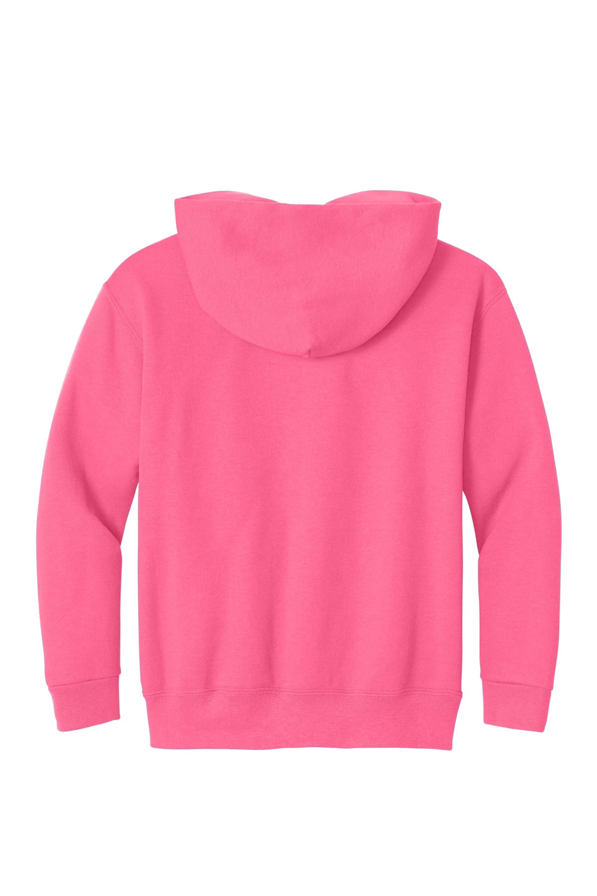 Rear View of Neon Pink Jerzees - Youth NuBlend Pullover Hooded Sweatshirt. 996Y plain