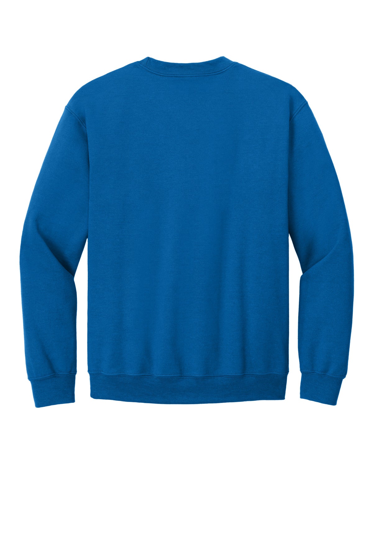 Rear View of NeonBlue Gildan Heavy Blend Crewneck Sweatshirt. 18000 plain