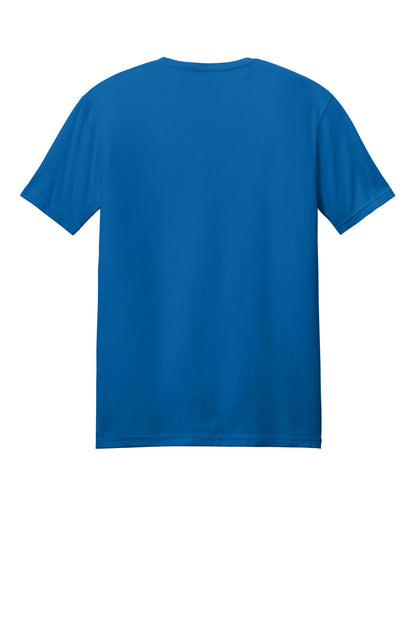 Rear View of NeonBlue Gildan Softstyle T-Shirt. 64000 plain