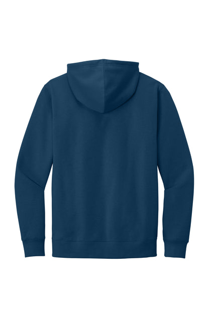 Rear View of Neptune Blue District V.I.T. Fleece Hoodie DT6100 plain