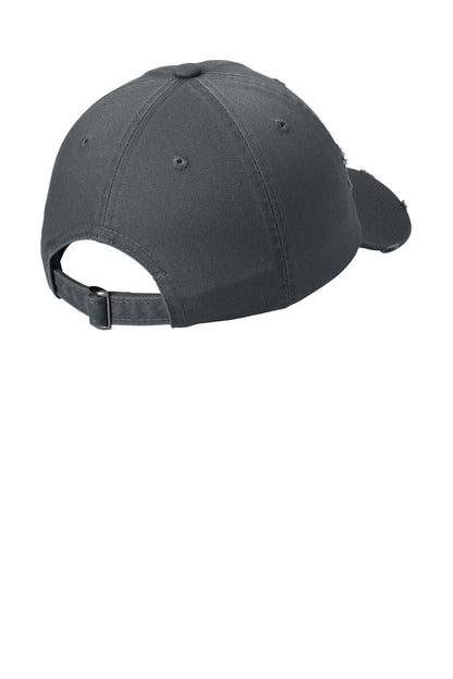 Rear View of Nickel District Distressed Cap. DT600 plain