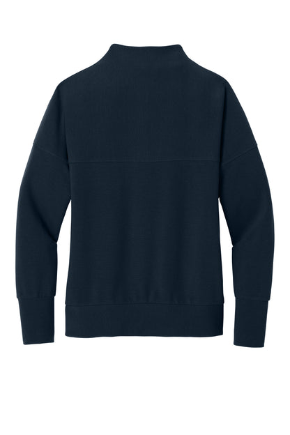 Rear View of NightNavy Mercer+Mettle Women's Linear Texture 1/4-Zip MM3041 plain