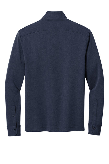 Rear View of NvBlazerHt Brooks Brothers Mid-Layer Stretch 1/2-Button BB18202 plain