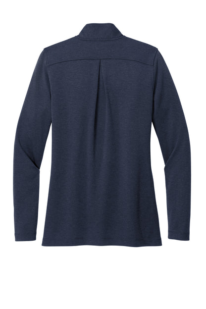 Rear View of NvBlazerHt Brooks Brothers Women's Mid-Layer Stretch 1/2-Button BB18203 plain