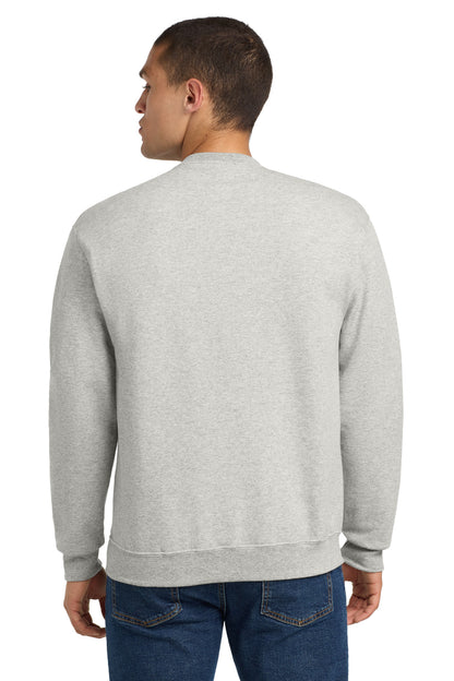 Rear View of OatHthr Jerzees - NuBlend Crewneck Sweatshirt. 562M plain