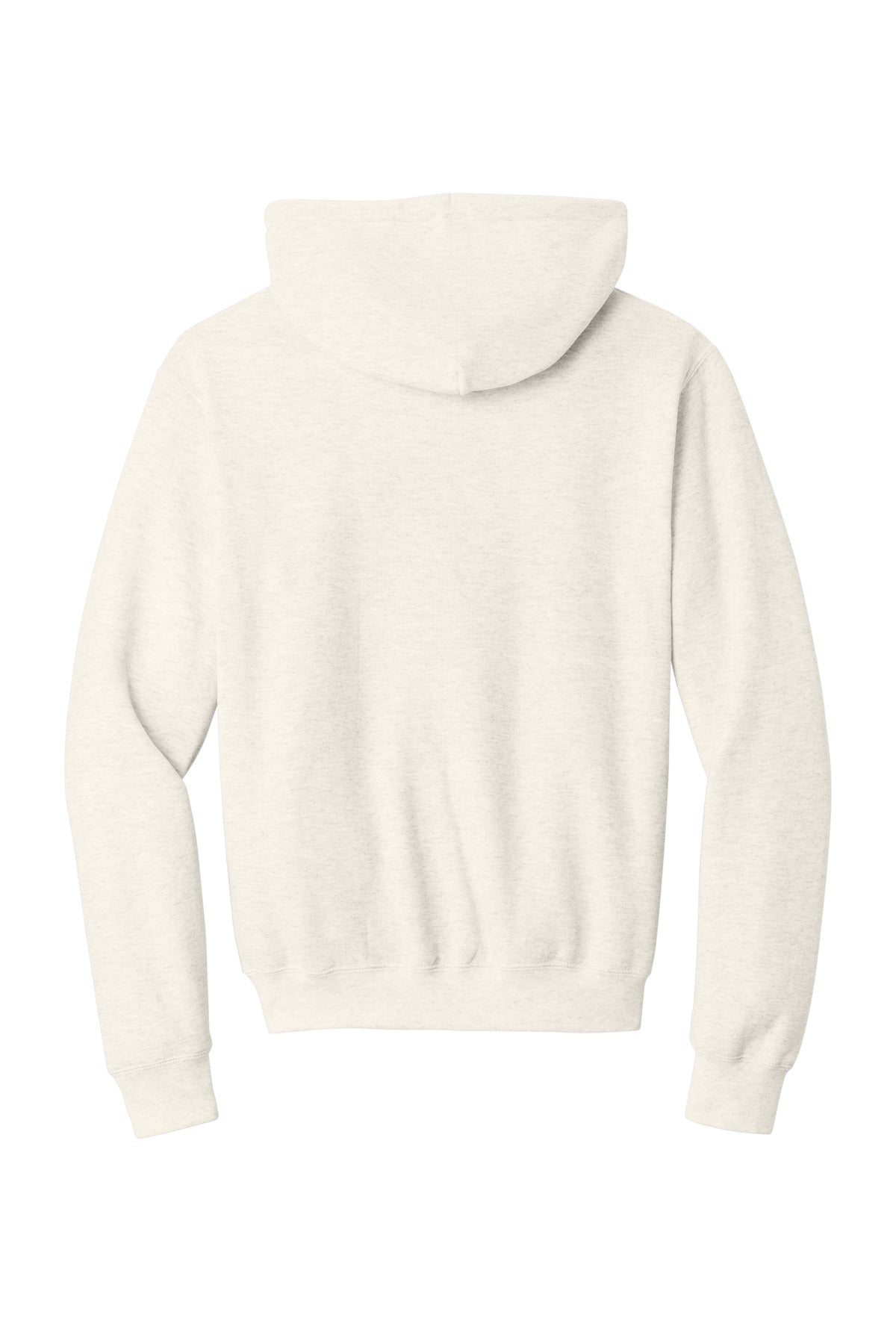 Rear View of OatHthr Port & Co Core Fleece Pullover Hooded Sweatshirt. PC78H plain