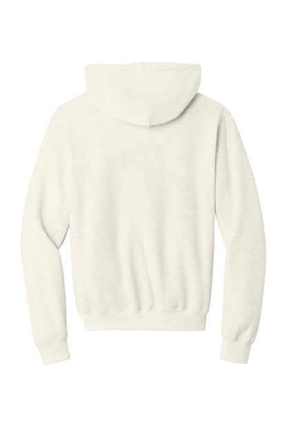 Rear View of OatHthr Port & Co Core Fleece Pullover Hooded Sweatshirt. PC78H plain