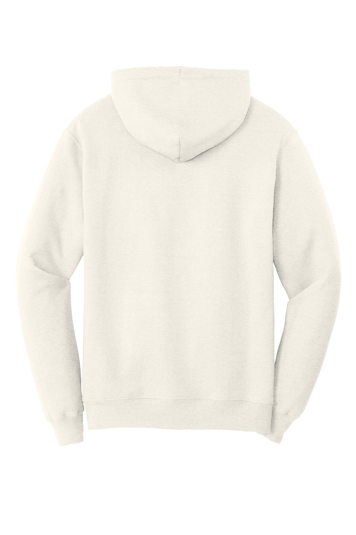 Rear View of OatHthr Port & Co Core Fleece Pullover Hooded Sweatshirt. PC78H