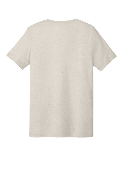 Rear View of Oatmeal TB BELLA+CANVAS Unisex Triblend Short Sleeve V-Neck Te. BC3415 plain