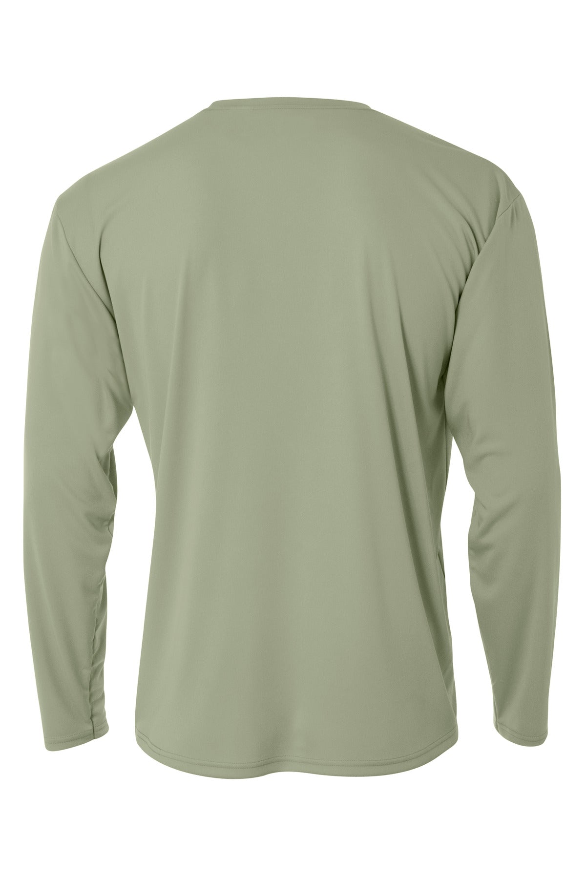 Rear View of Olive A4 Cooling Performance Long Sleeve Tee A4N3165 plain
