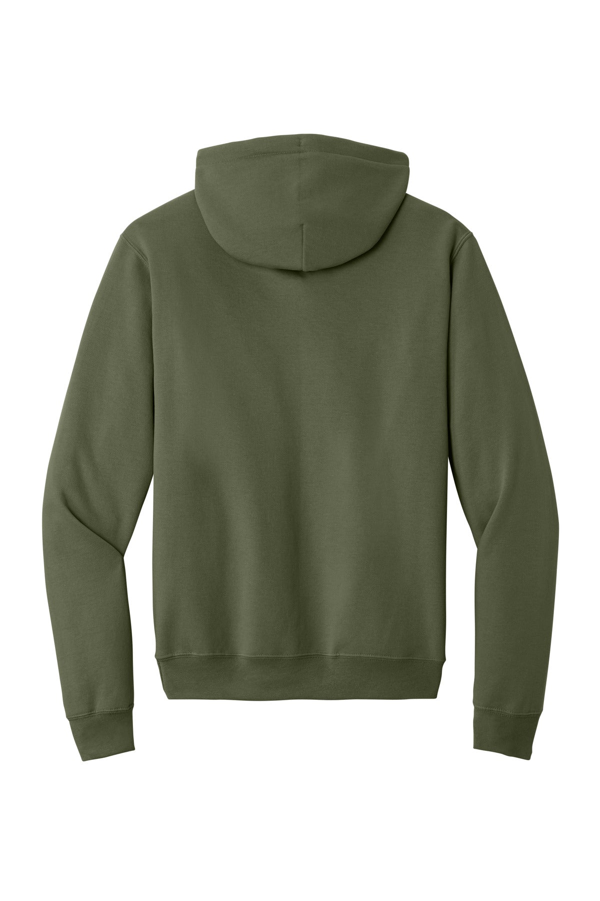 Rear View of Olive Drab Grn Port & Co Core Fleece Pullover Hooded Sweatshirt. PC78H plain