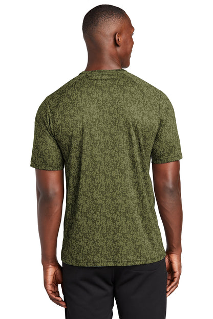 Rear View of Olive Drab Grn Sport-Tek Digi Camo Tee. ST460 plain