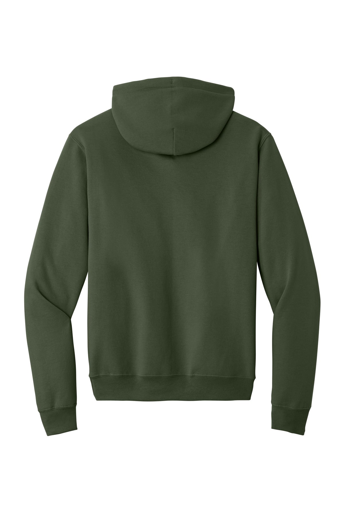 Rear View of Olive Port & Co Core Fleece Pullover Hooded Sweatshirt. PC78H plain