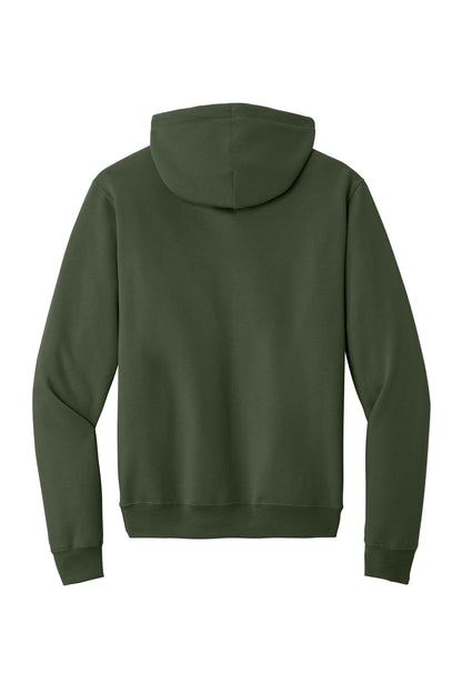 Rear View of Olive Port & Co Core Fleece Pullover Hooded Sweatshirt. PC78H plain