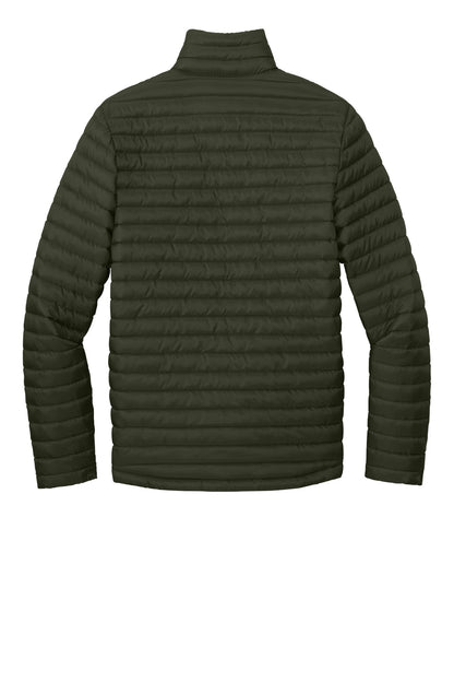Rear View of OliveGreen Eddie Bauer Packable Quilted Full-Zip EB514 plain