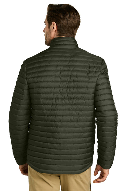 Rear View of OliveGreen Eddie Bauer Packable Quilted Full-Zip EB514 plain
