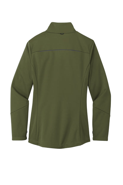 Rear View of OliveGreen Port Authority Women's Collective Tech Soft Shell Jacket L921 plain