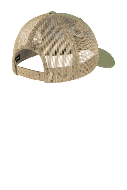 Rear View of Olive/Khaki Sport-Tek YP Classics Retro Trucker Cap. STC39 plain