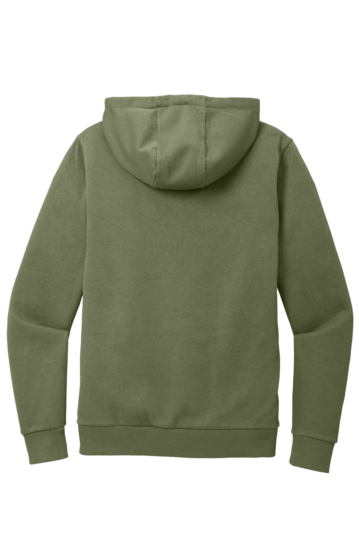 Rear View of OlvDrabGn District Wash Fleece Hoodie DT2200 plain
