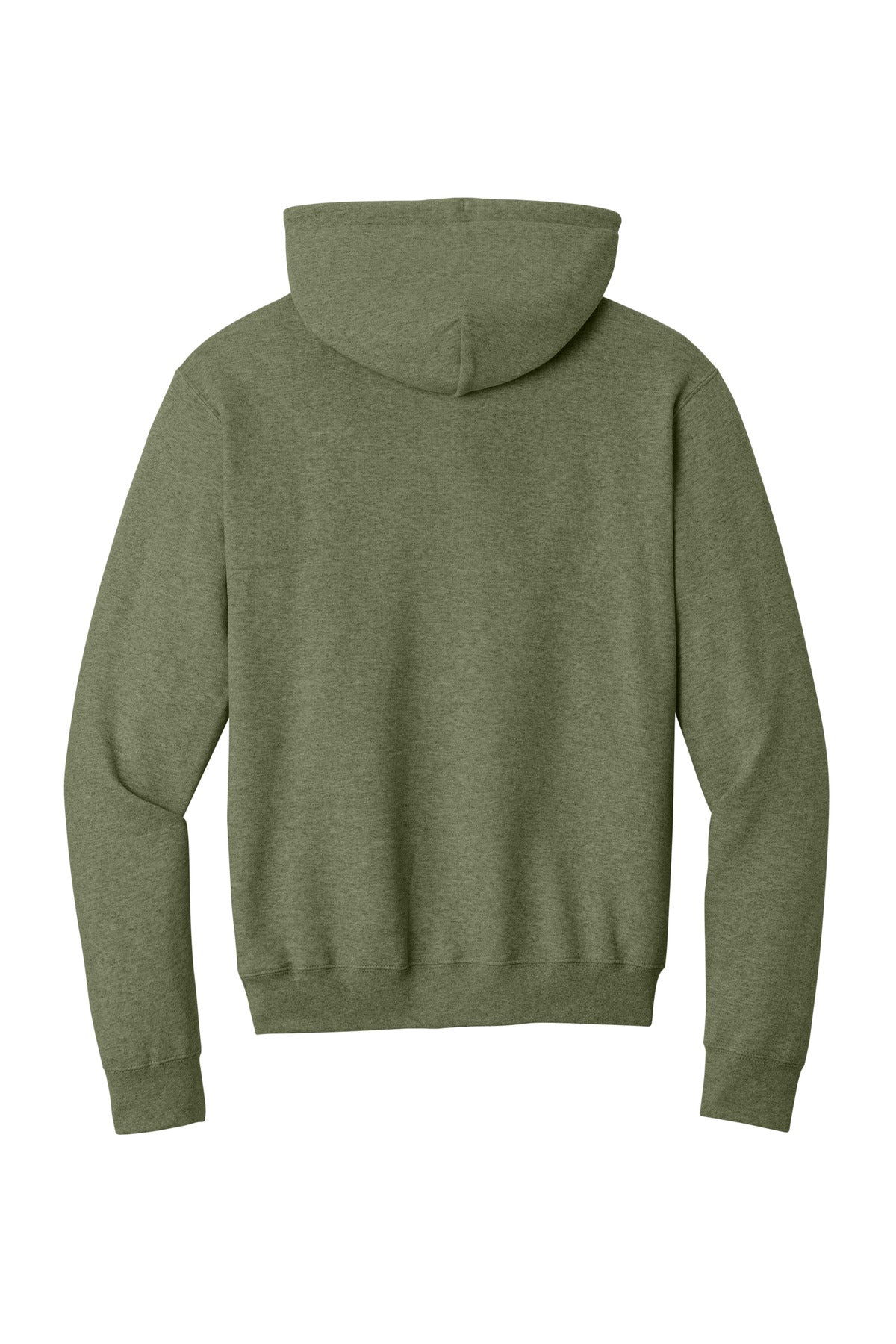 Rear View of OlvDrabGnH Port & Co Core Fleece Pullover Hooded Sweatshirt. PC78H plain