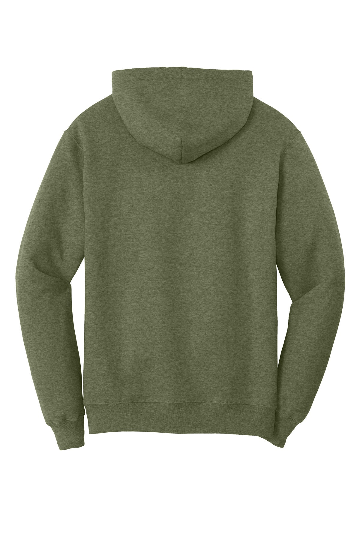 Rear View of OlvDrabGnH Port & Co Core Fleece Pullover Hooded Sweatshirt. PC78H