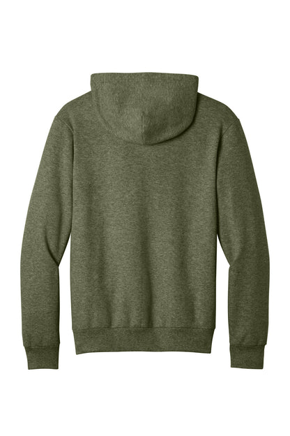 Rear View of OlvDrabGnH Port & Co Easy Fleece Pullover Hooded Sweatshirt PC68H plain