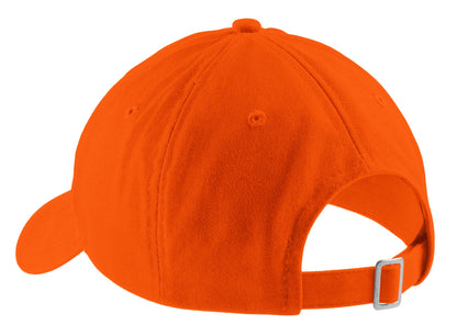 Rear View of Orange Port Authority Brushed Twill Low Profile Cap. CP77 plain