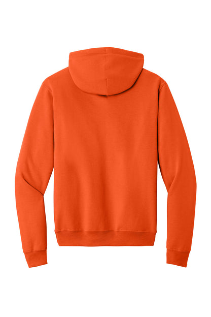 Rear View of Orange Port & Co Core Fleece Pullover Hooded Sweatshirt. PC78H plain