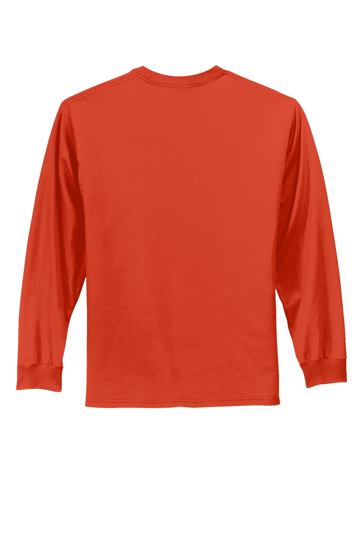 Rear View of Orange Port & Co Long Sleeve Essential Tee. PC61LS plain