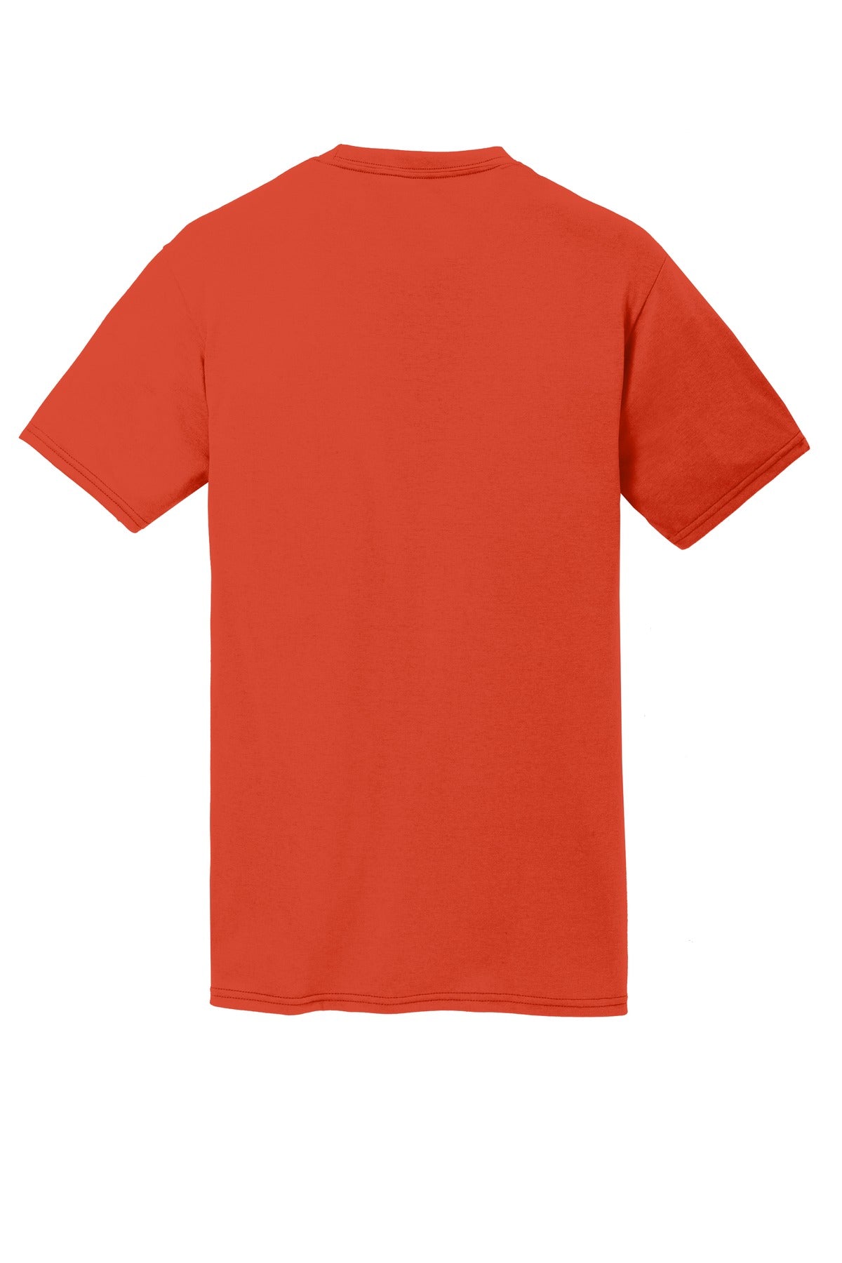 Rear View of Orange Port & Co Performance Blend Tee. PC381 plain