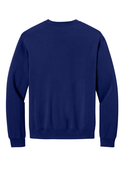 Rear View of Orchid Jerzees Ultimate Unisex CVC Ring Spun Crewneck Sweatshirt IC48M plain